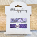 Purple Night Floral & Glitter Hair Clip Set 1.75"