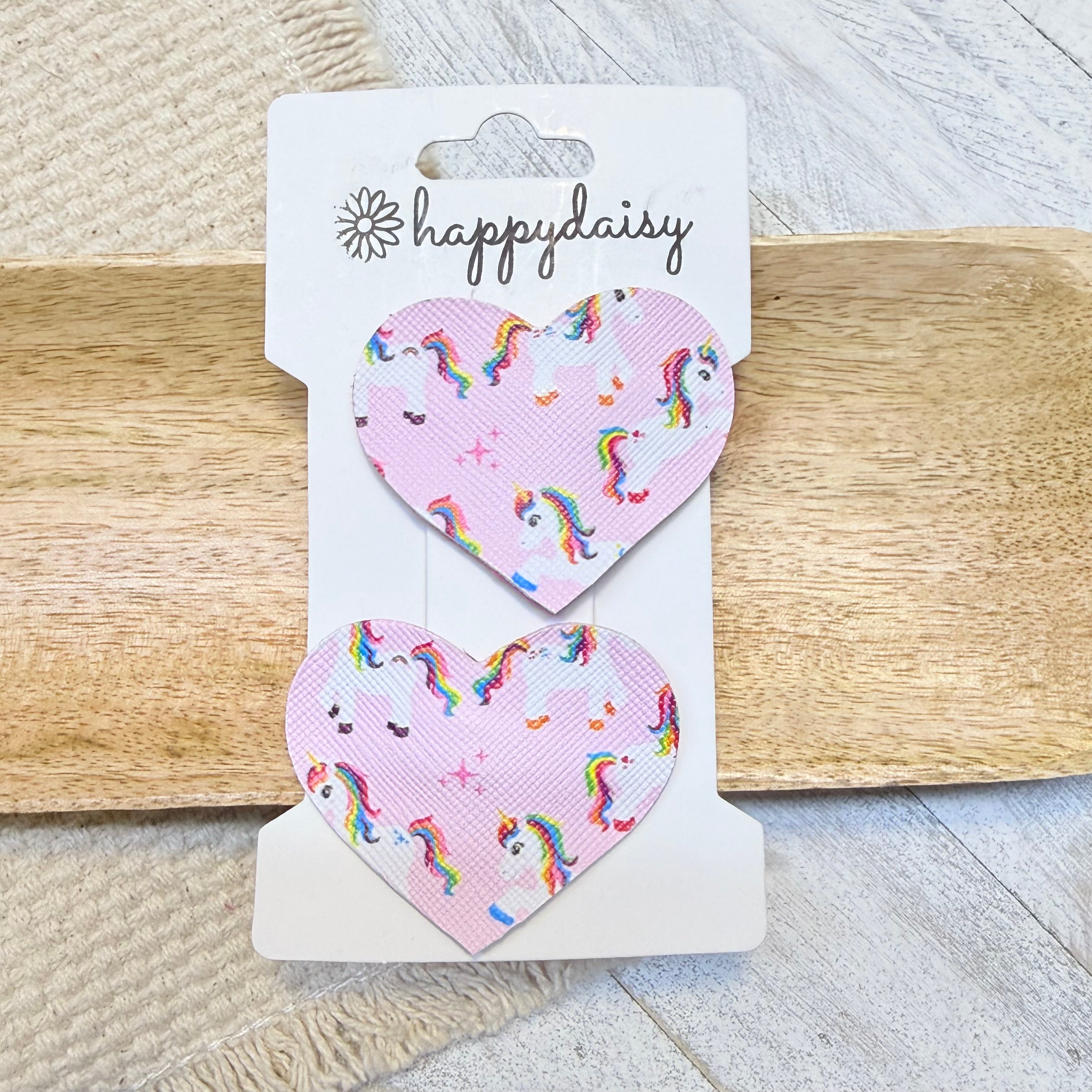 Unicorn Heart Hair Clip Set 2"