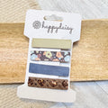 Neutral Denim & Brown Floral Hair Clip Set 1.75"