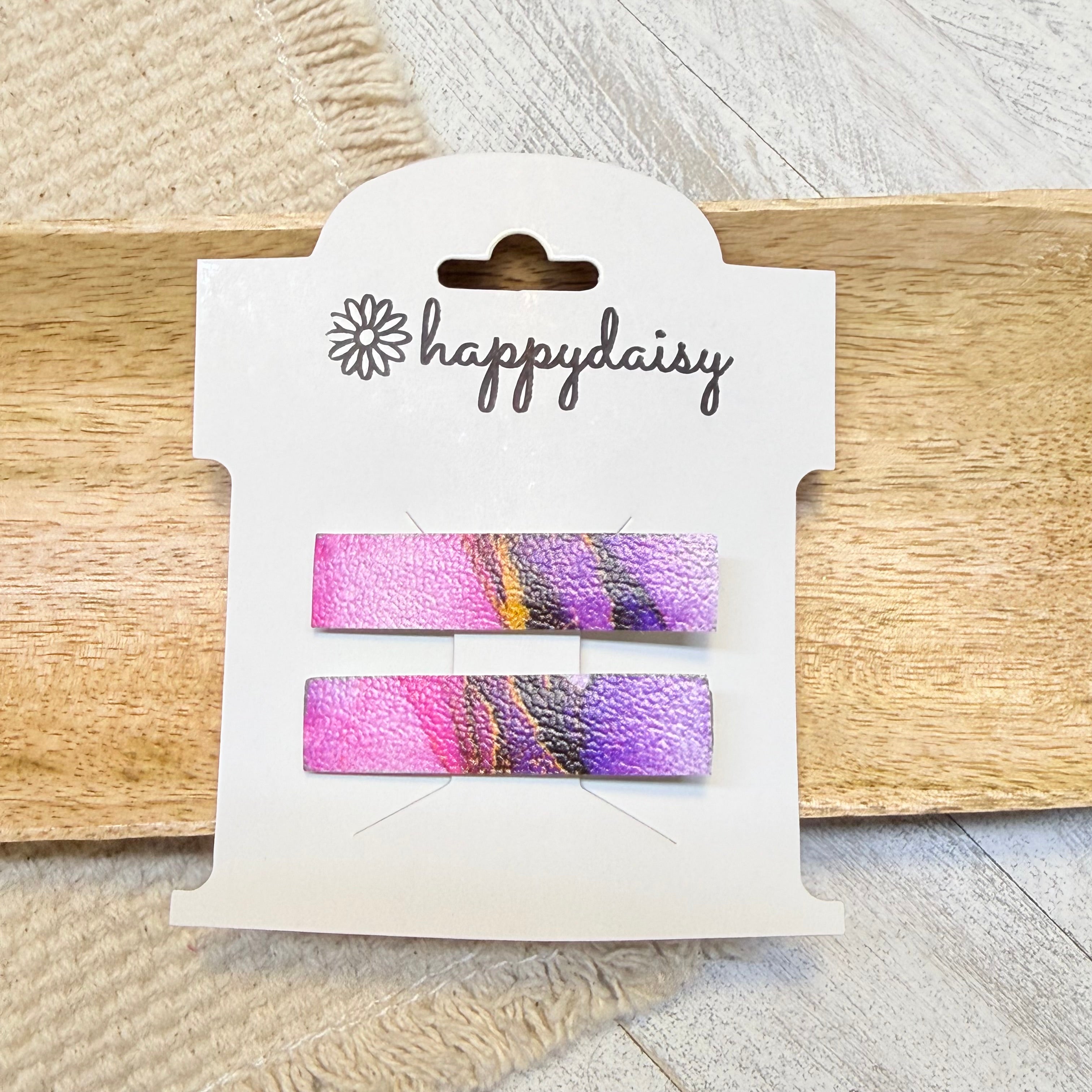 Pink Galaxy Marble Hair Clip Set 1.75"