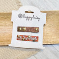 Copper Glitter & Orange Pearl Hair Clip Set 1.75"