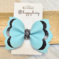 Turquoise & Black Dakota Bow 4"