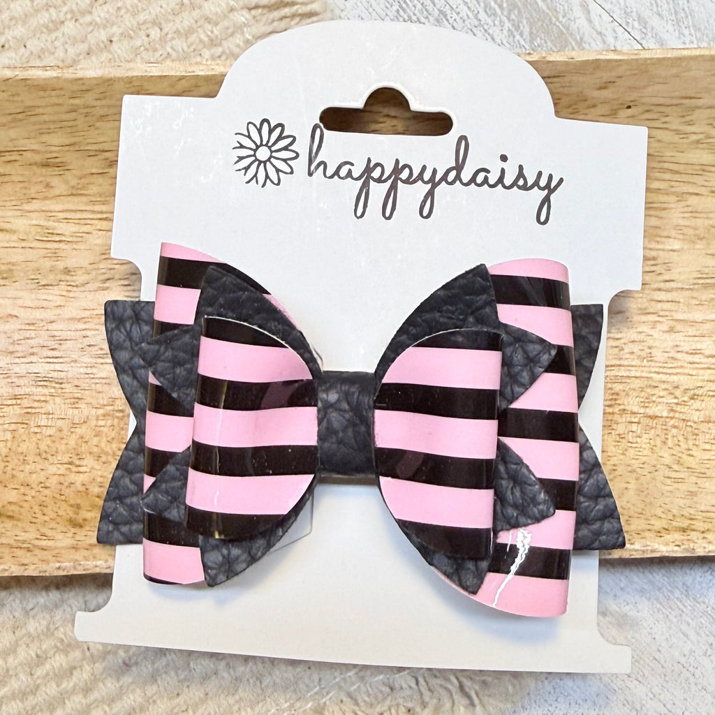Pink Stripe Tumbler Bow 3"
