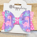 Pink Polka Dot Dino Chloe Bow 3.5"