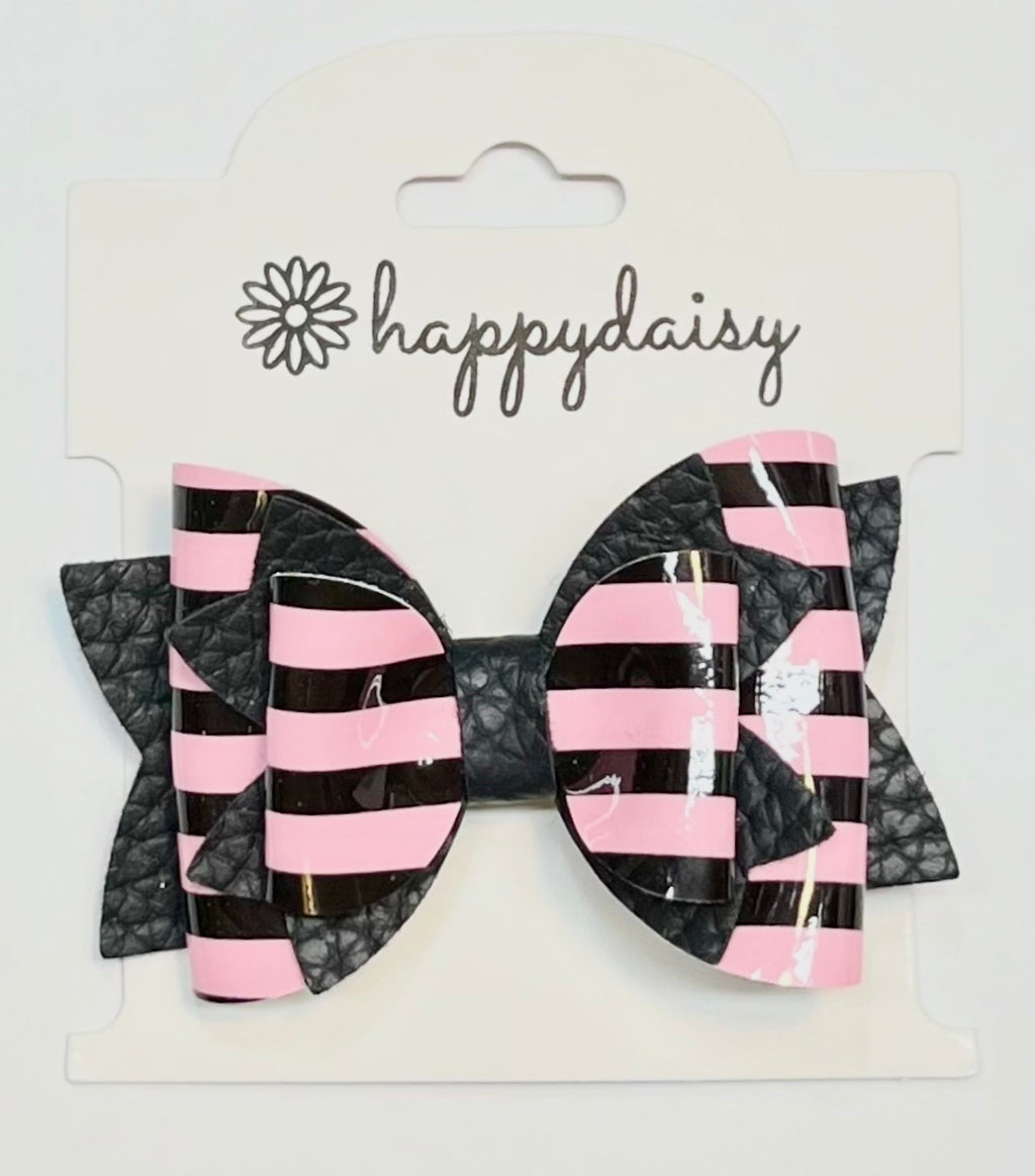 Pink Stripe Tumbler Bow 3"