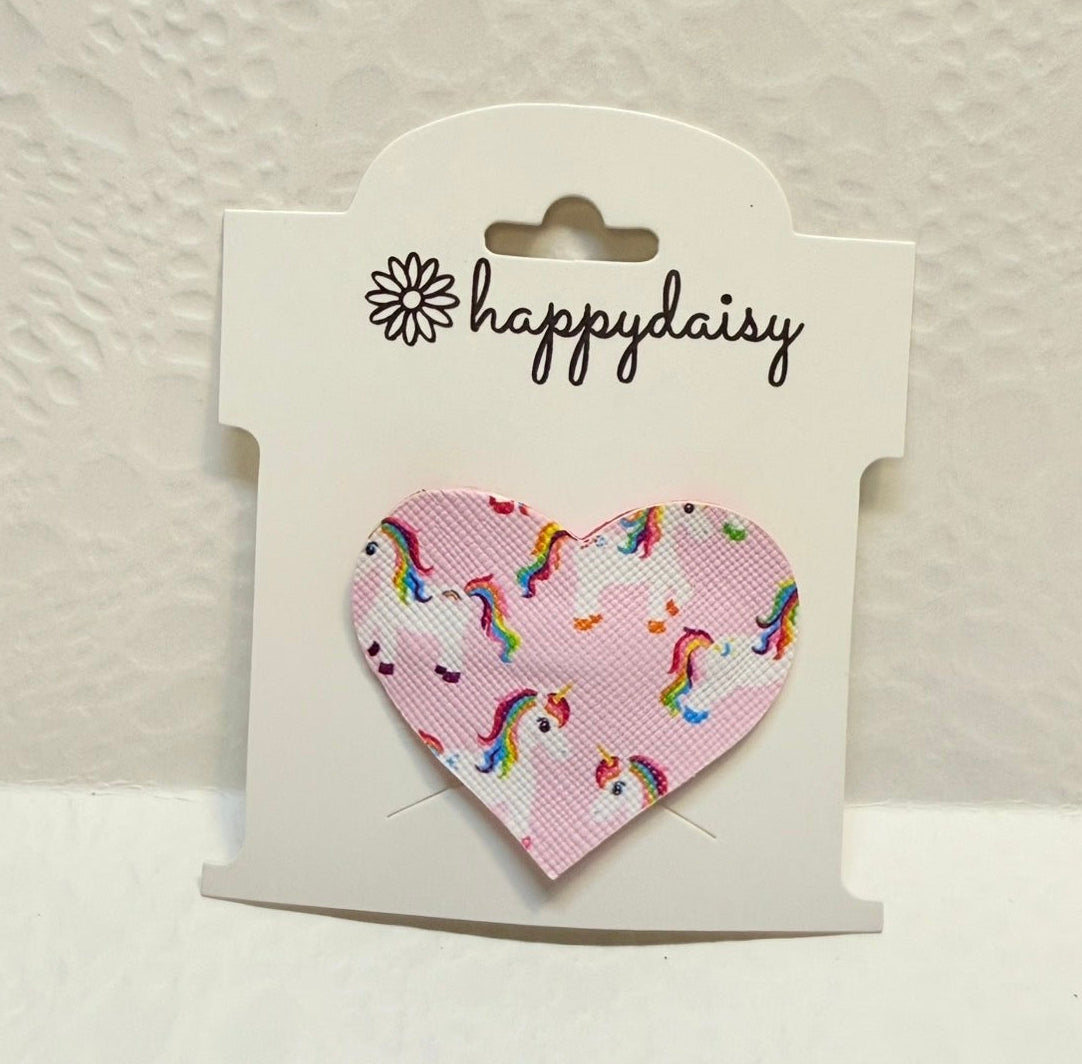 Unicorn Heart Hair Clip 2"