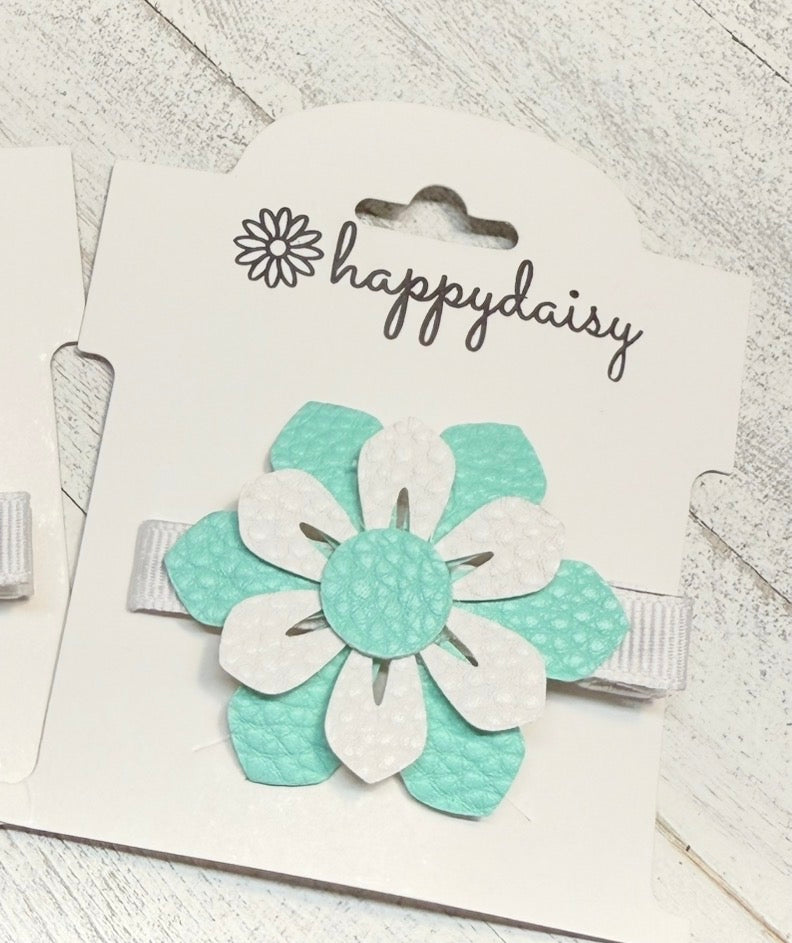 Turquoise Island Flower Clip 2.5"