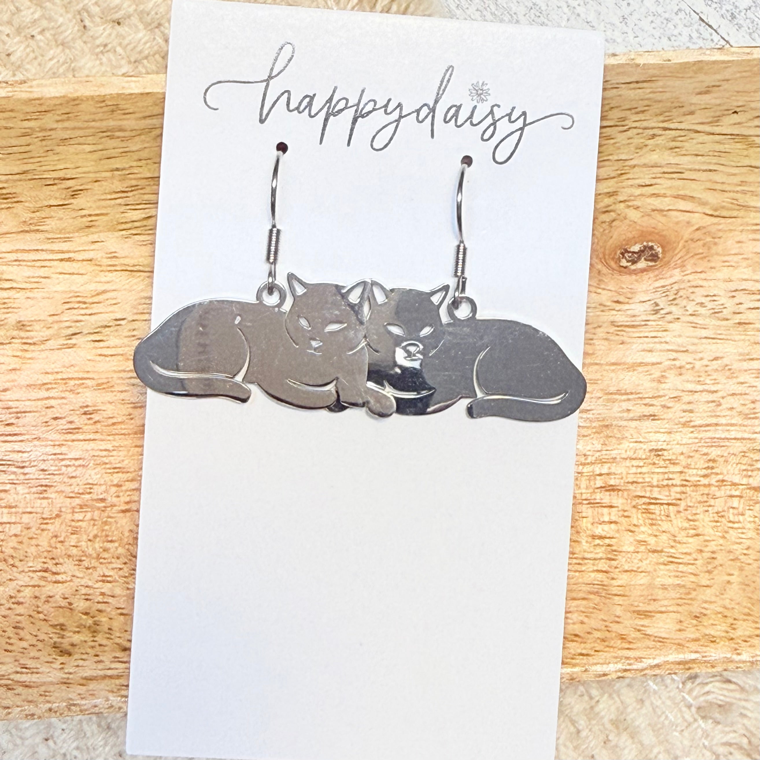 Cat Charm Stainless Steel Earrings