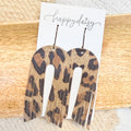 Leopard Animal Print Fringed Arch Earrings
