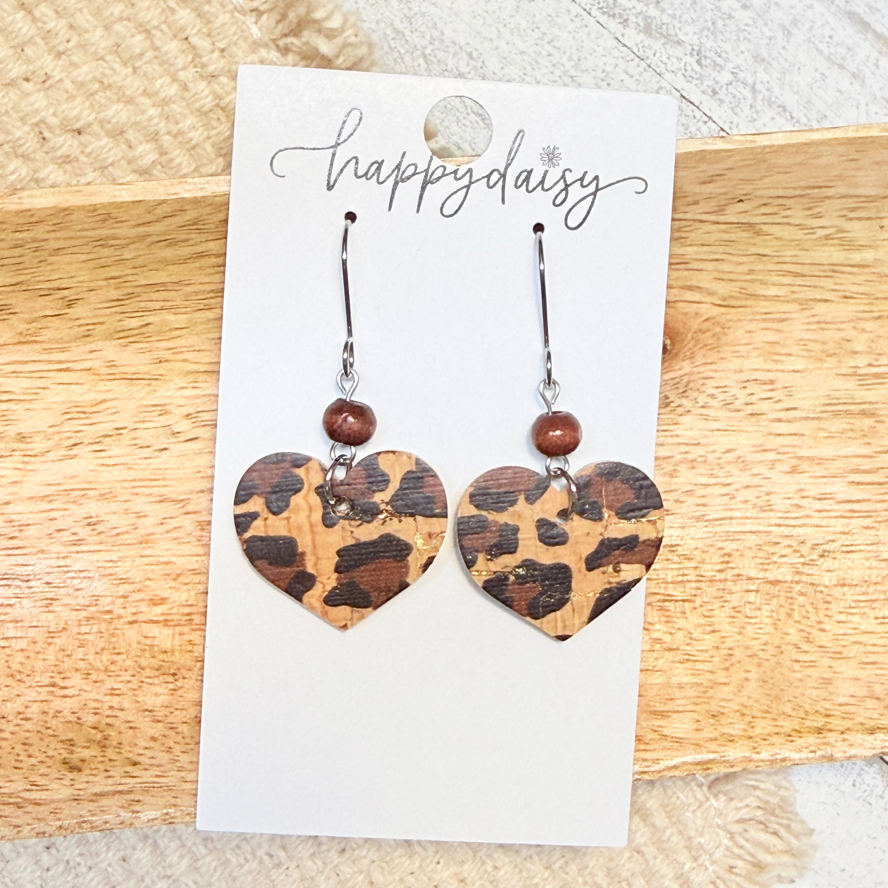Leopard Animal Print Heart Earrings