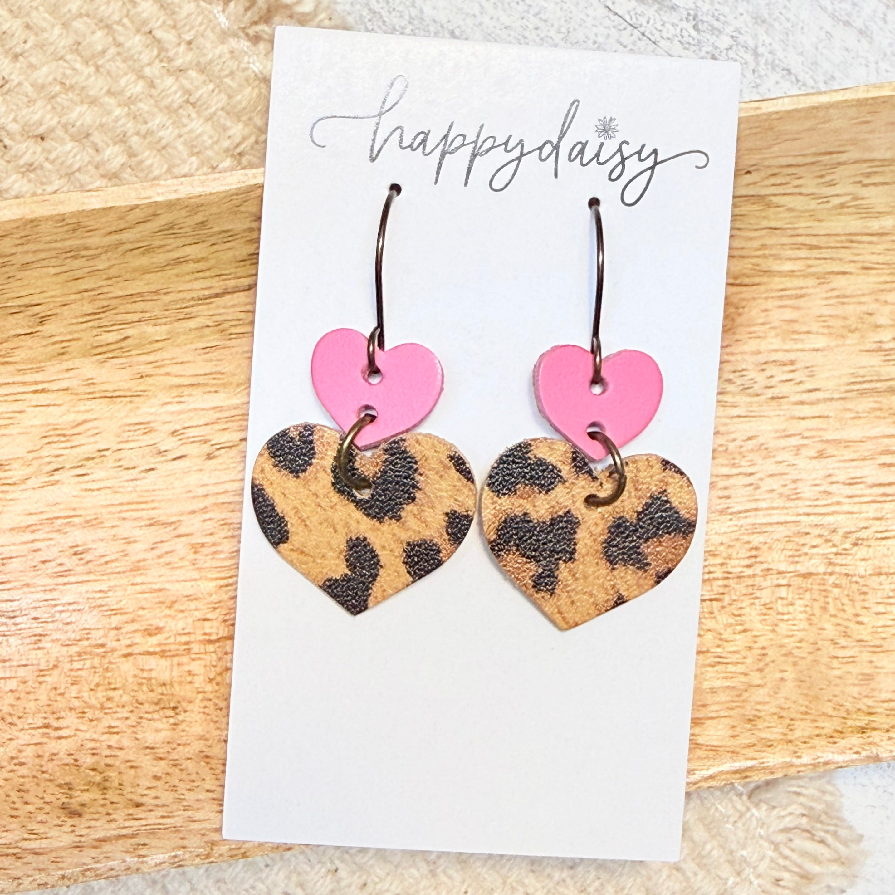 Leopard Animal Print Heart Earrings