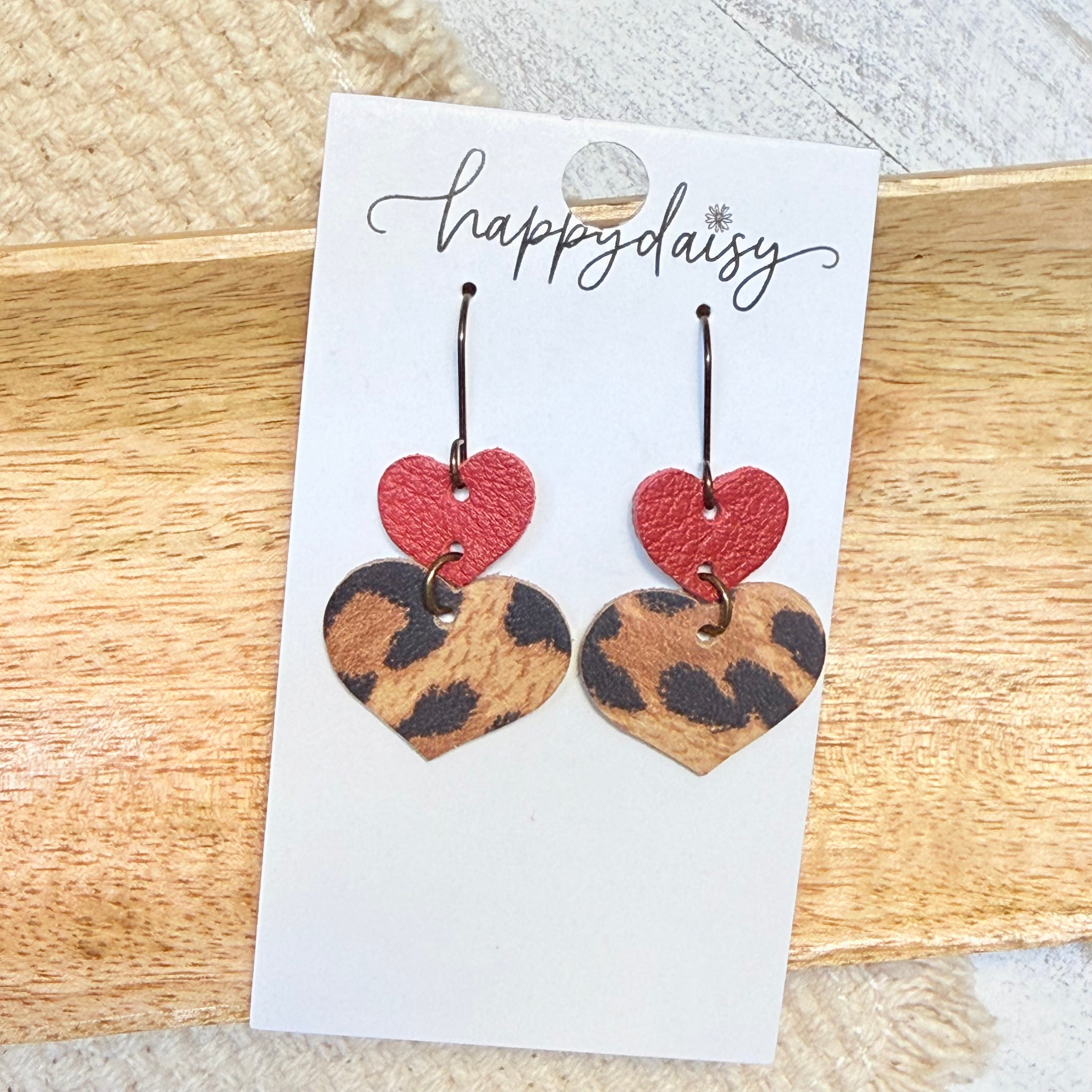 Leopard Animal Print Heart Earrings