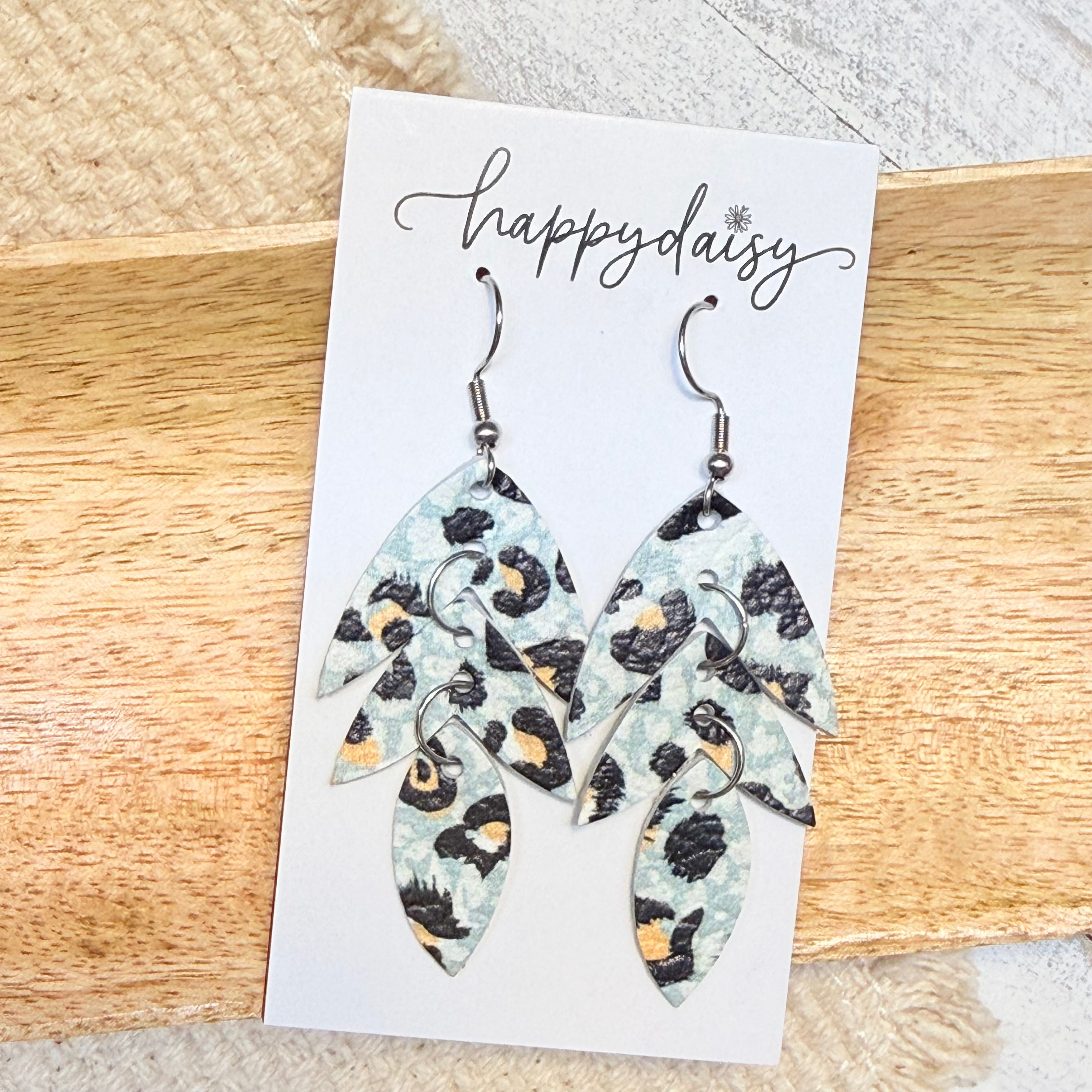 Seafoam Green Animal Print Wisteria Earrings