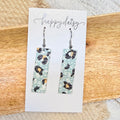 Seafoam Green Animal Print Bar Earrings