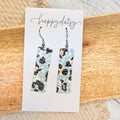 Seafoam Green Animal Print Bar Earrings