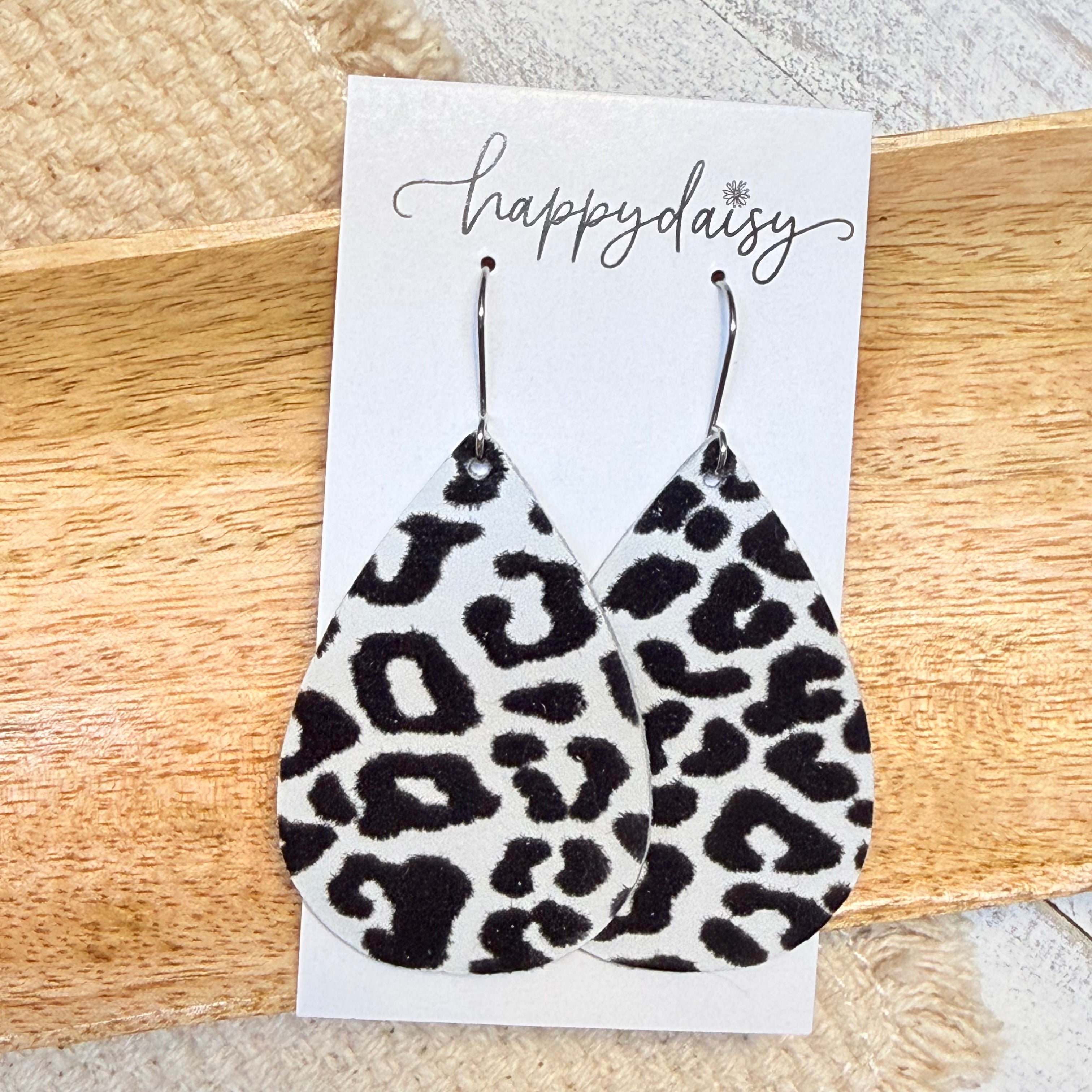 Raised Leopard Animal Print Teardrop Earrings
