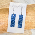 Blue Leopard Animal Print Bar Earrings