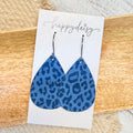 Blue Leopard Animal Print Teardrop Earrings