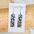 Silver & Black Leopard Animal Print Bar Earrings