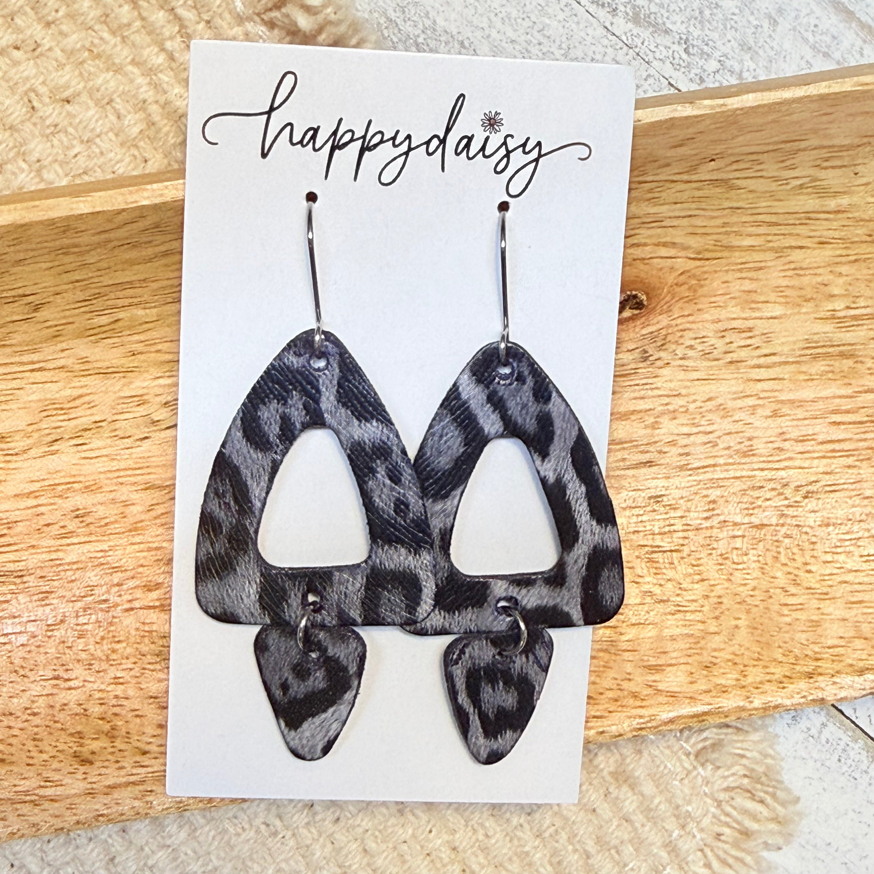 Leopard Animal Print Faux Leather Earrings