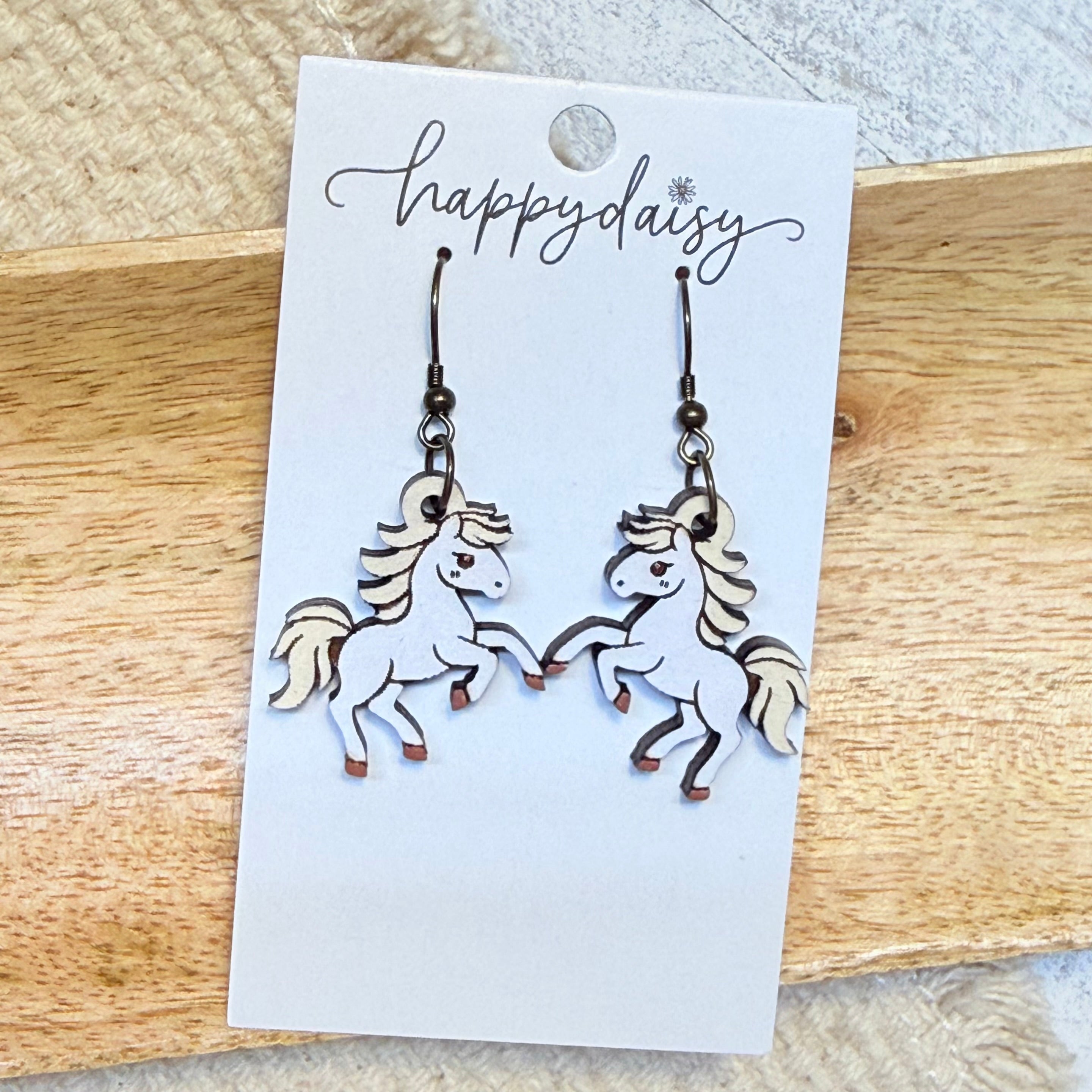 Farm Wooden Horse Earrings