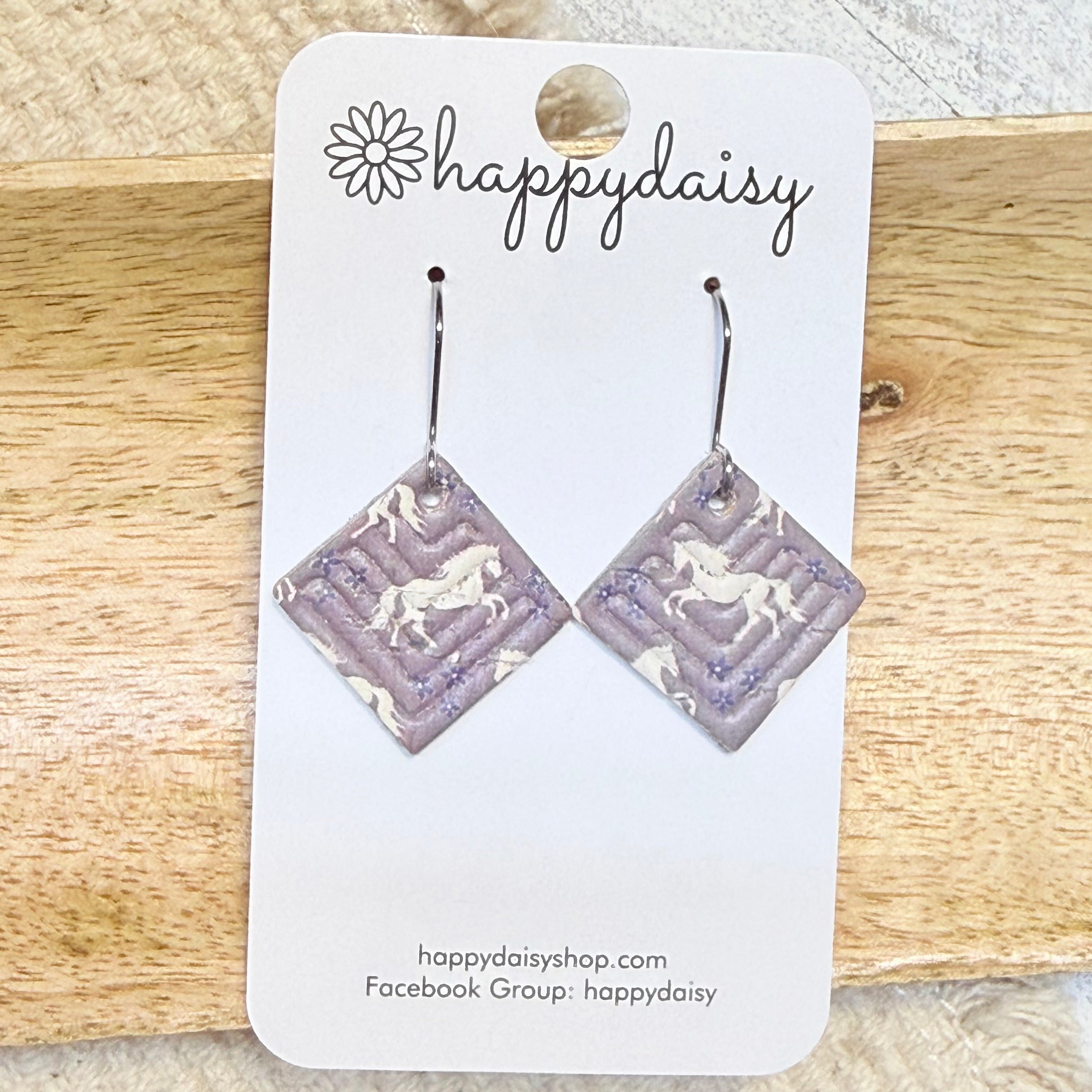 Mustang Meadow Lavendar Horse Print Jimmie Earrings