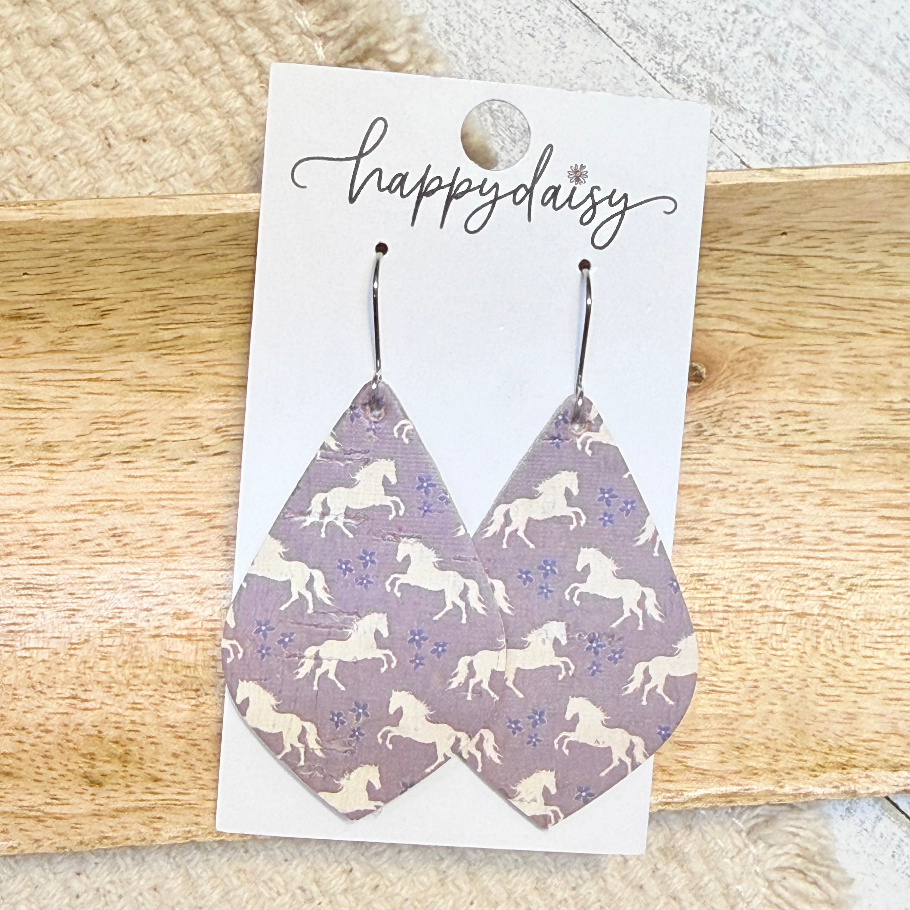 Mustang Meadow Lavendar Horse Print Vale Earrings