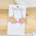 Pink Floral Farm Pig Earrings