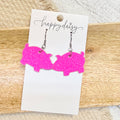 Hot Pink Glitter Farm Pig Earrings