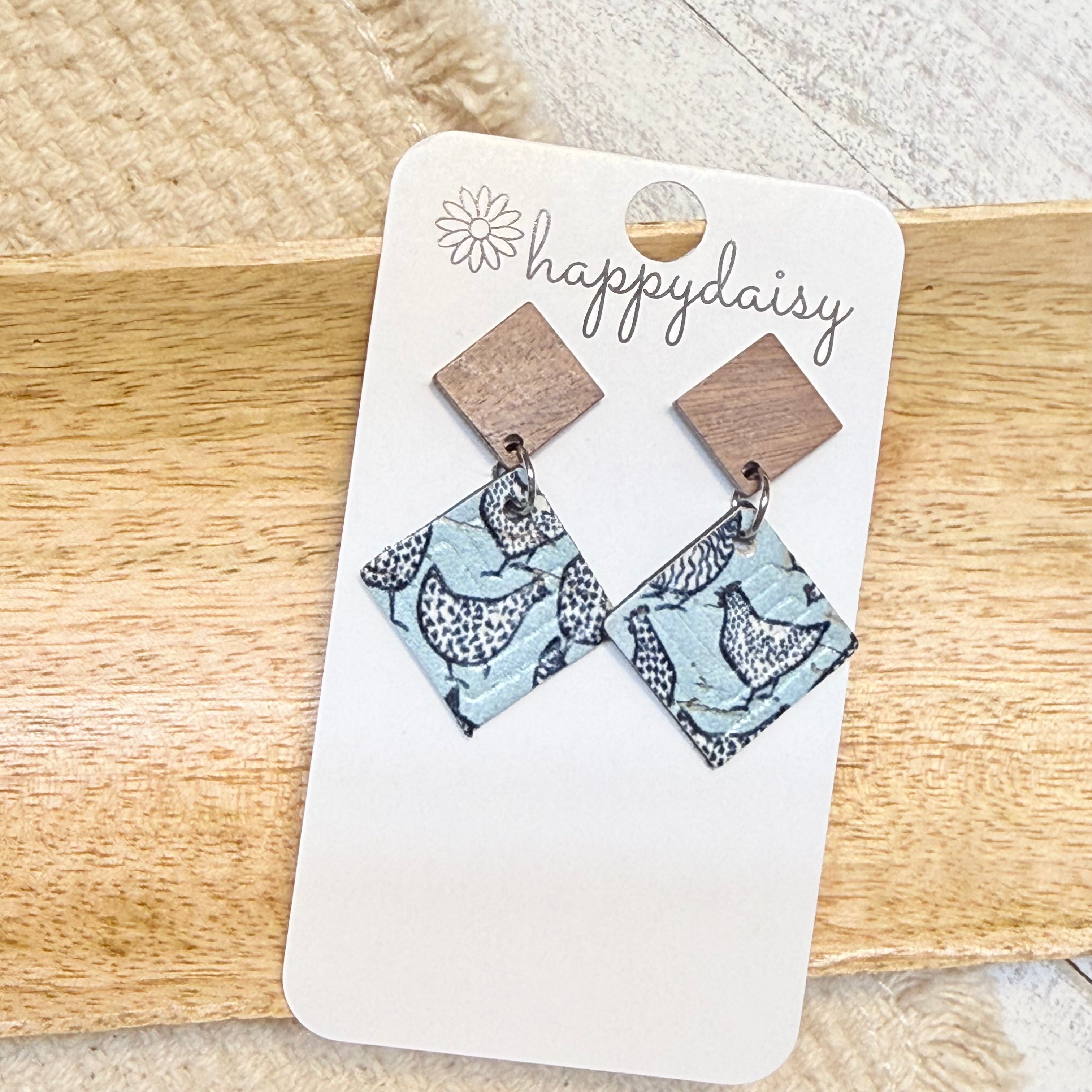 Farm Folk Art Chickens Jimmie Earrings