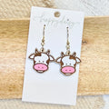 Farm Wooden Cow Earrings