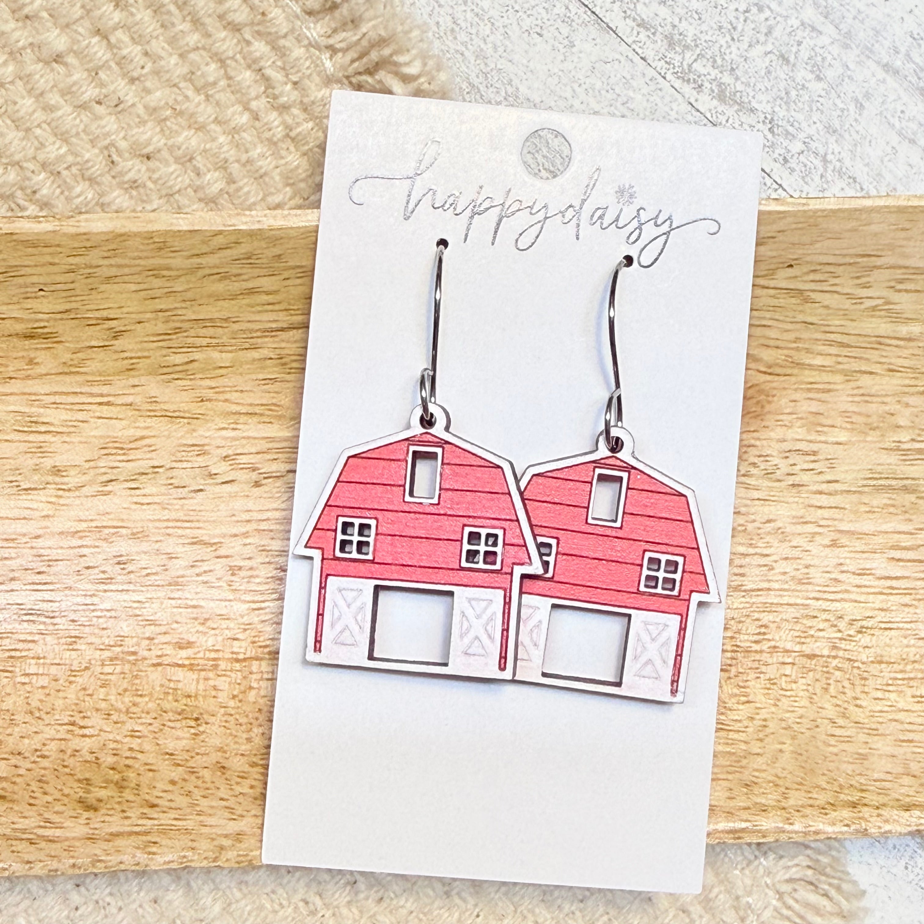 Farm Barn Wood Earrings