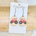 Farm Tractor Wood Earrings