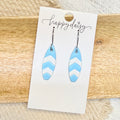 Coastal Blue White Surfboard Leather Earrings