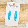 Lake Life Turquoise Blue Paddle Board Leather Earrings