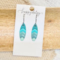 Coastal Teal Turquoise Surfboard Leather Earrings