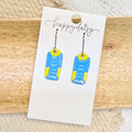 River Raft Blue & Yellow Leather Earrings