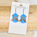 River Raft Blue Leather Earrings