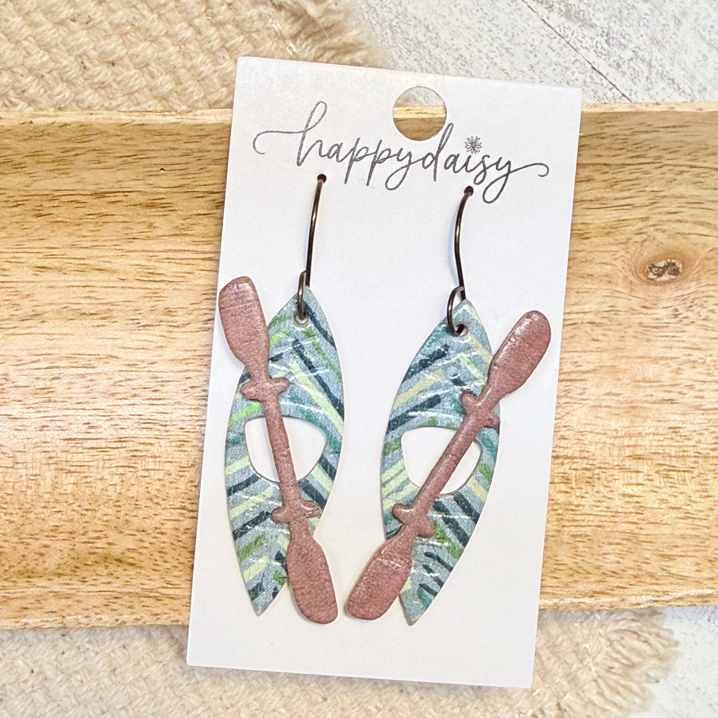 River Kayak Juniper Leather Earrings
