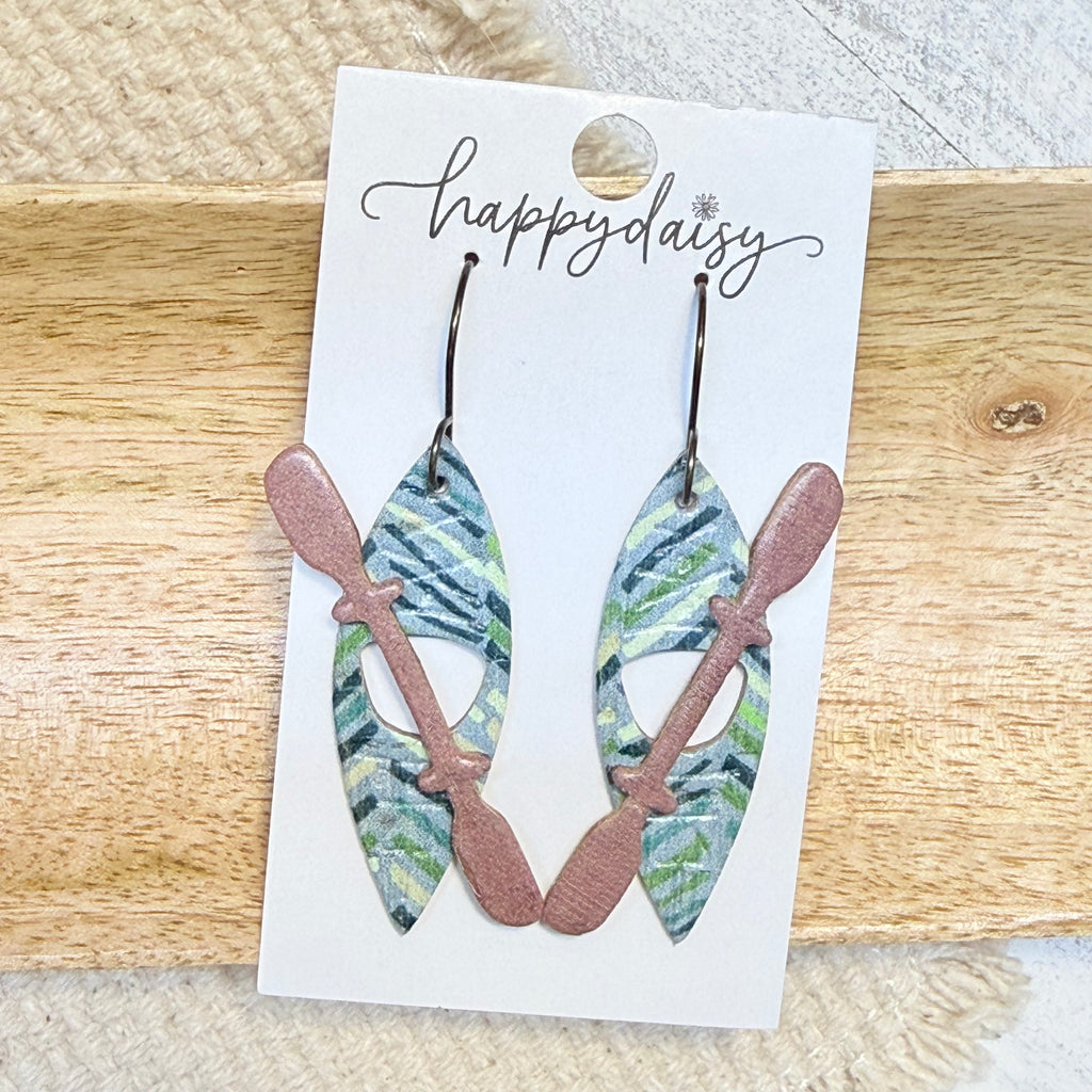 River Kayak Juniper Leather Earrings