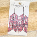 Pine Plaid Chevron Leather Earrings