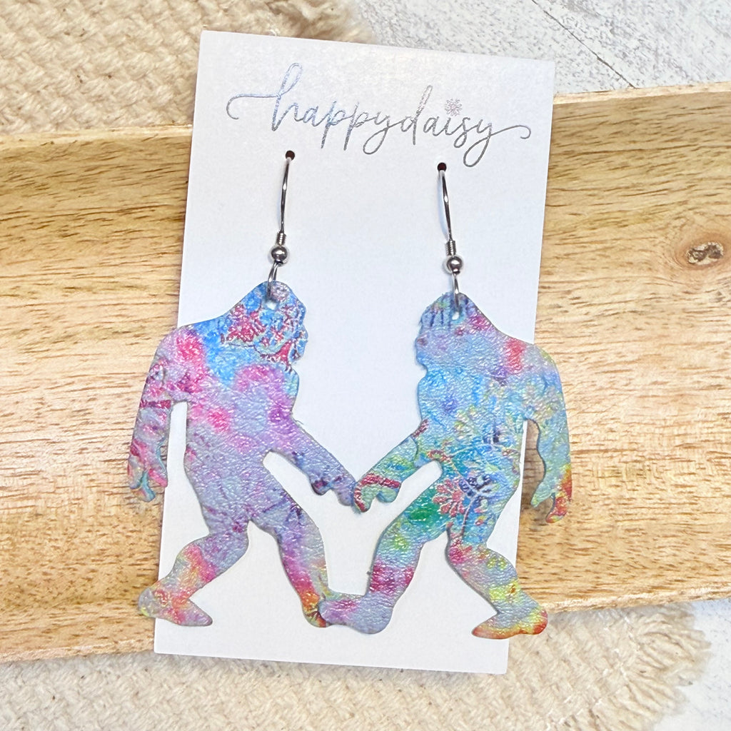 Smoky Mountain Big Foot Tie Dye Print Earrings