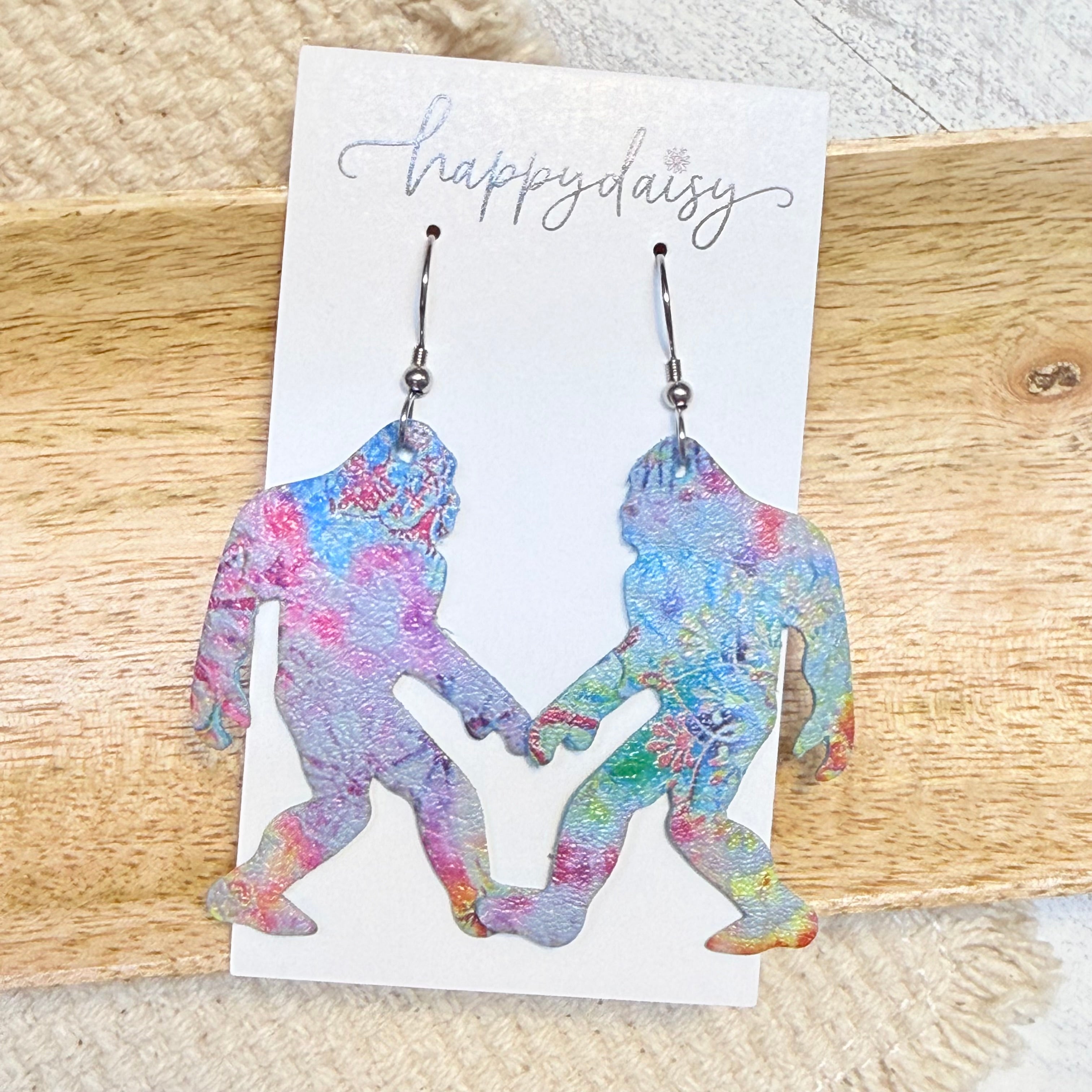 Smoky Mountain Big Foot Tie Dye Print Earrings