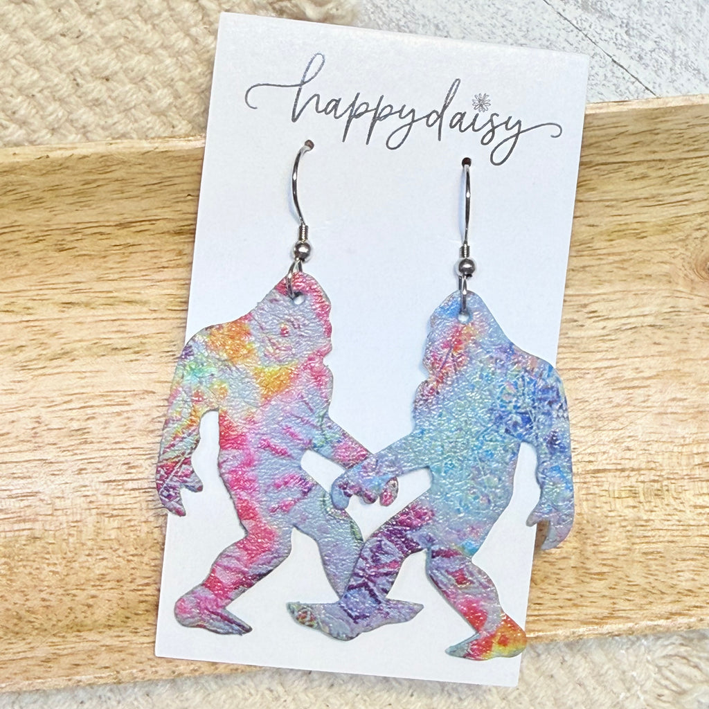 Smoky Mountain Big Foot Tie Dye Print Earrings