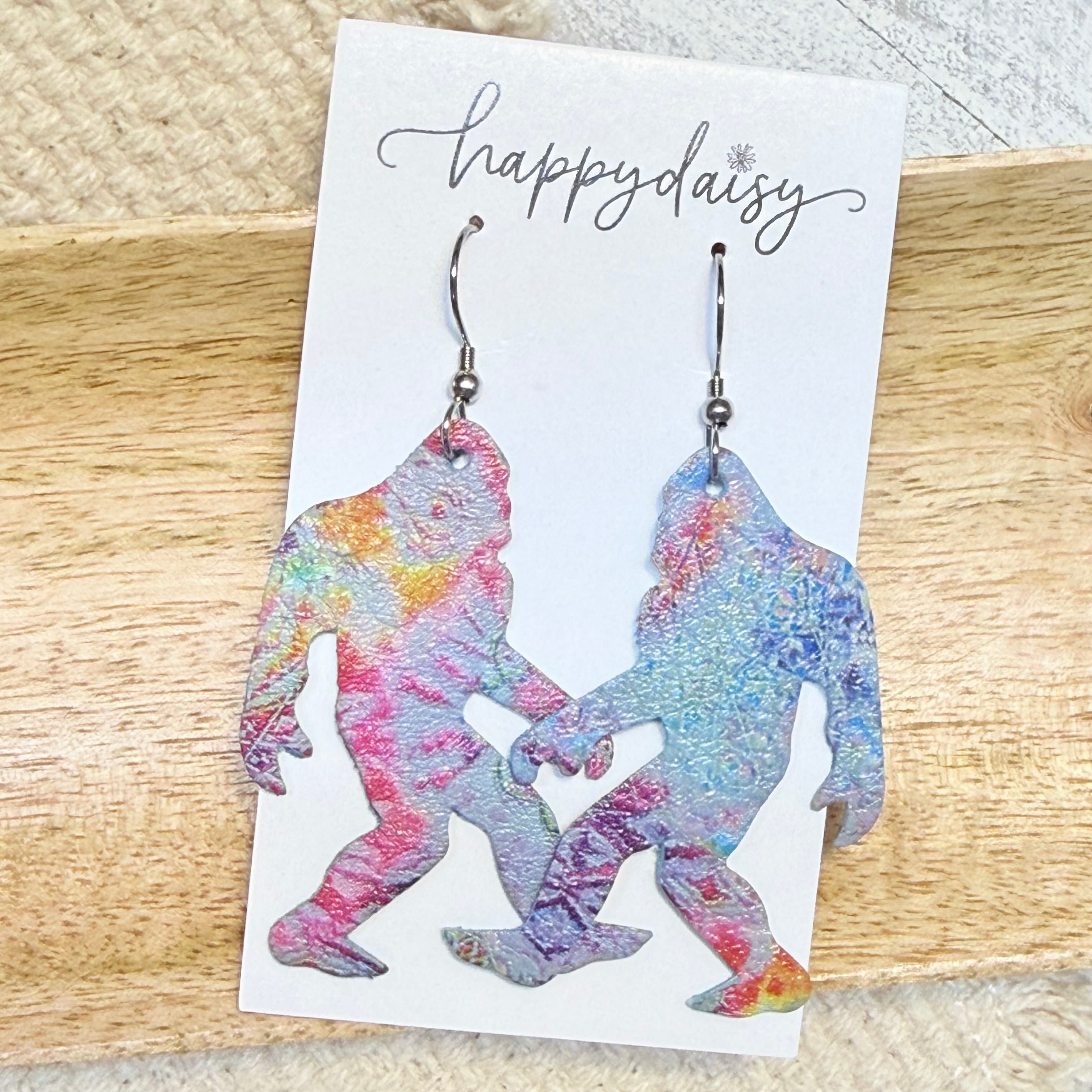 Smoky Mountain Big Foot Tie Dye Print Earrings