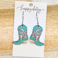 Western Cowgirl Boots Wood Earrings