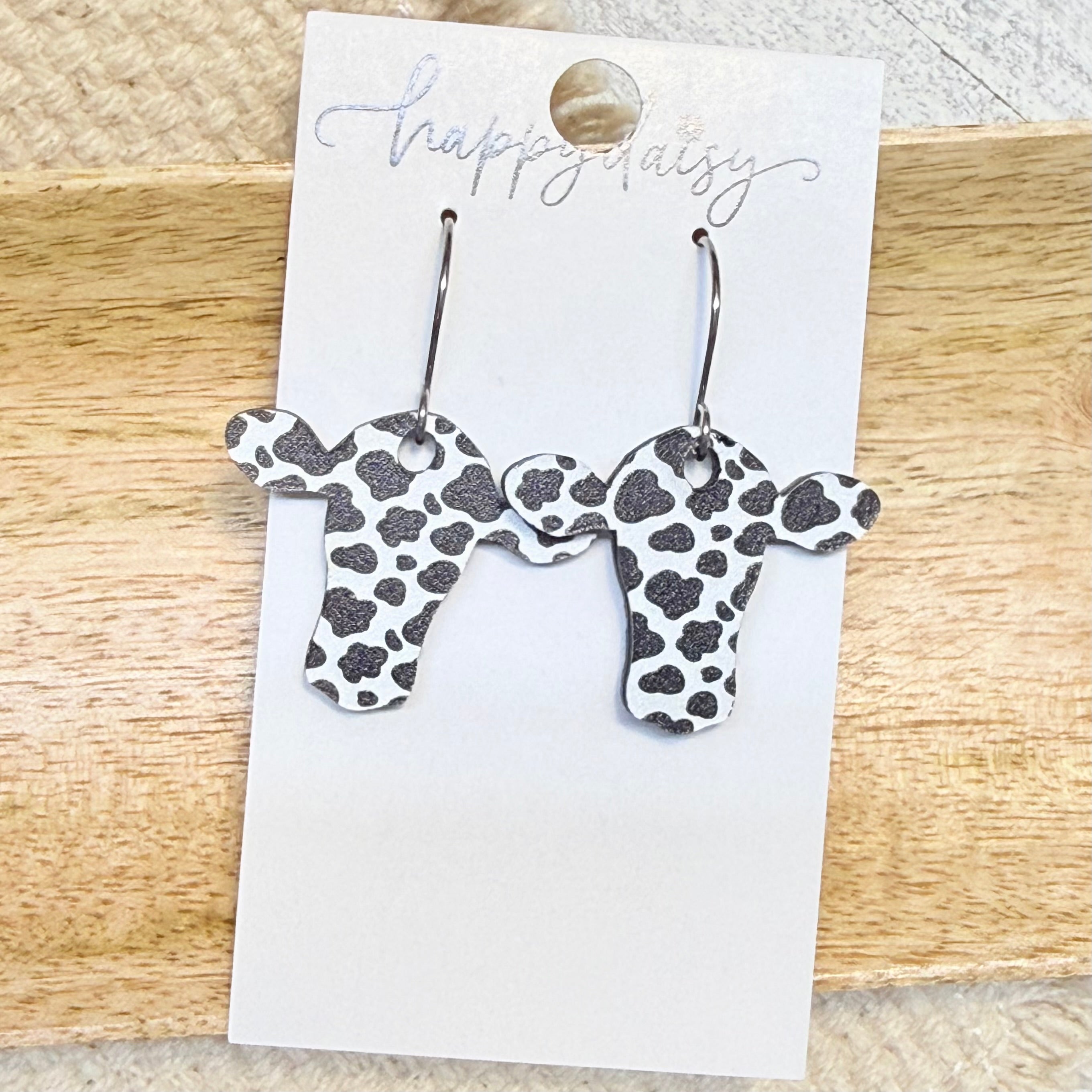Western Classic Cow Print Wood Earrings