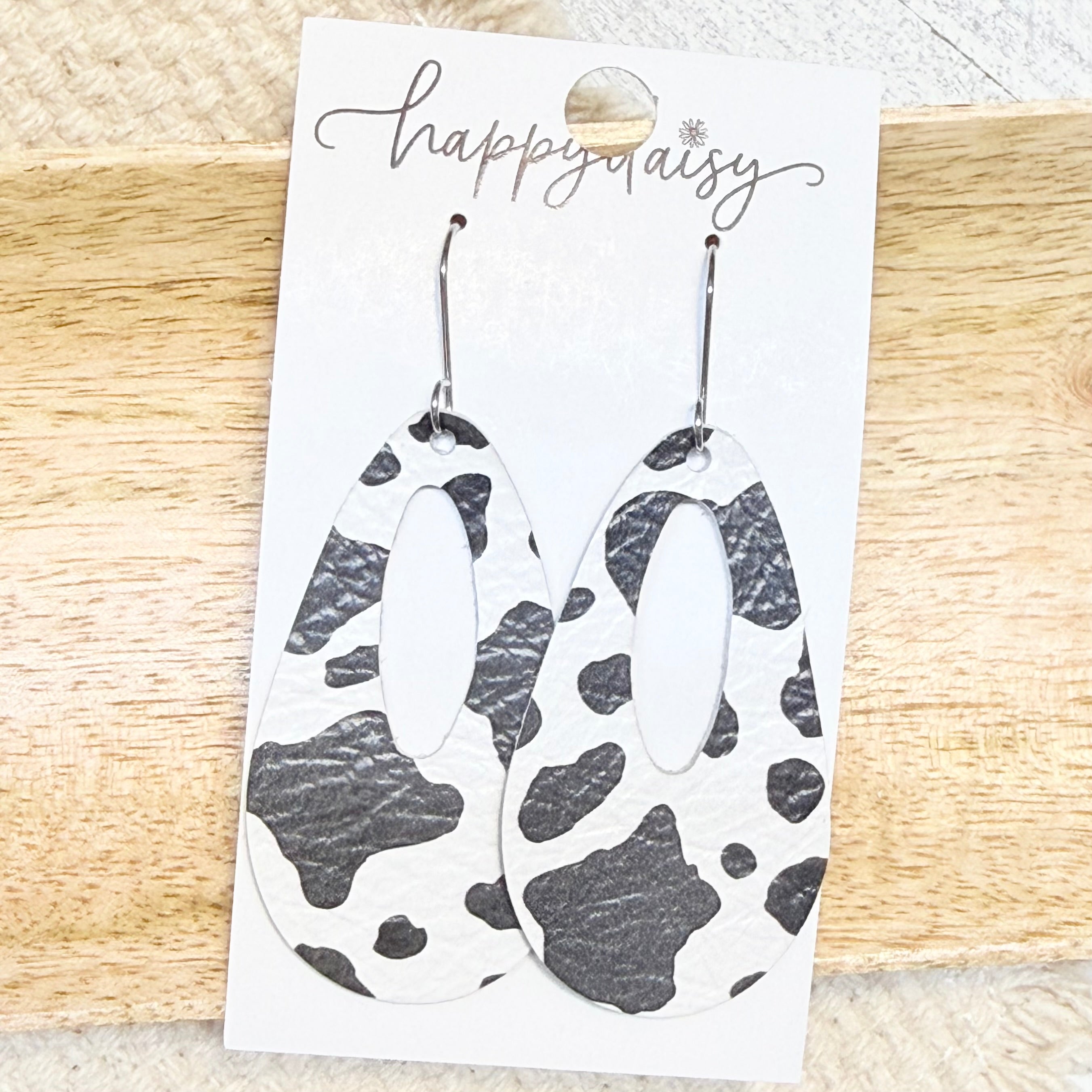 Western Classic Cow Print Jessie Leather Earrings