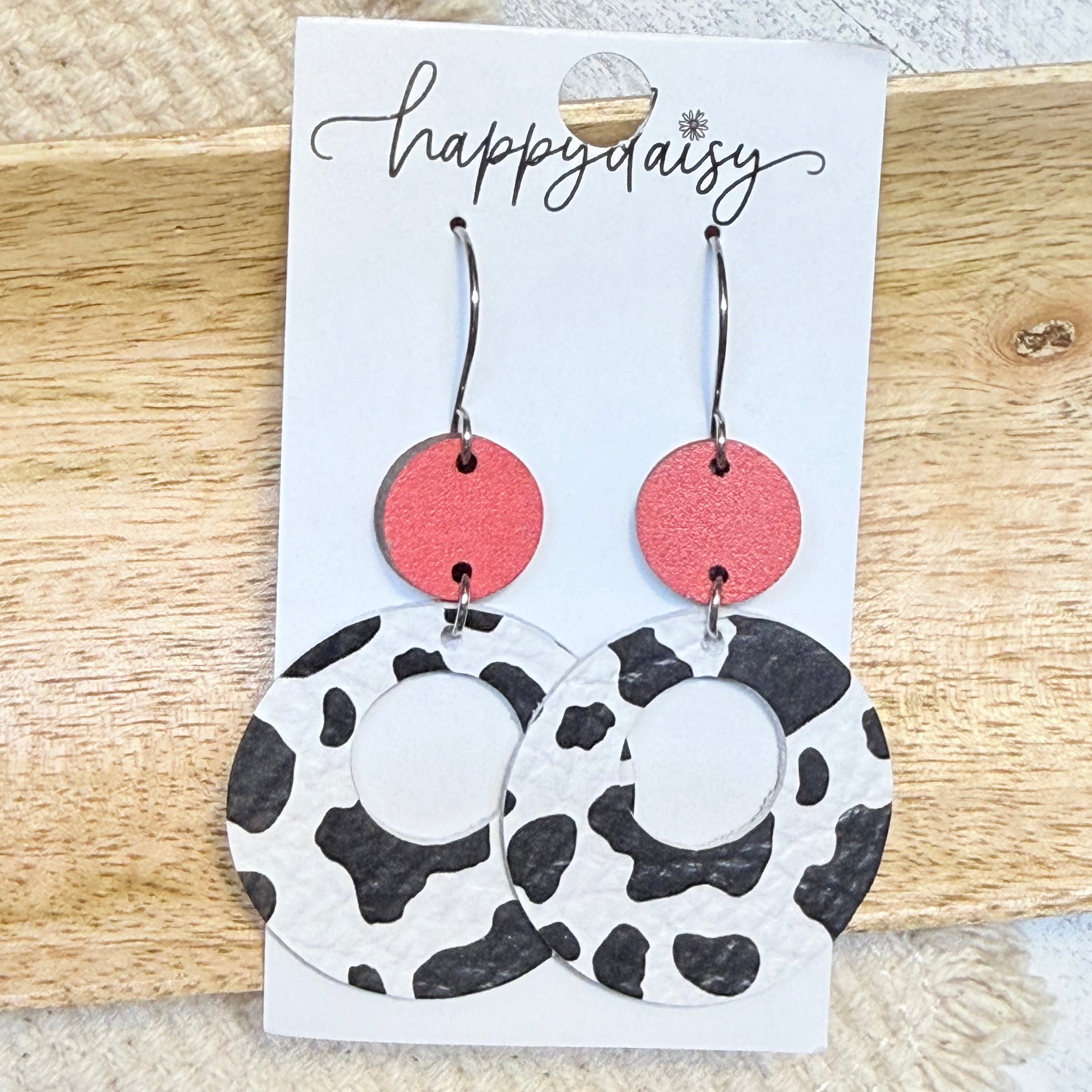 Western Classic Cow Print Mandy Leather Earrings