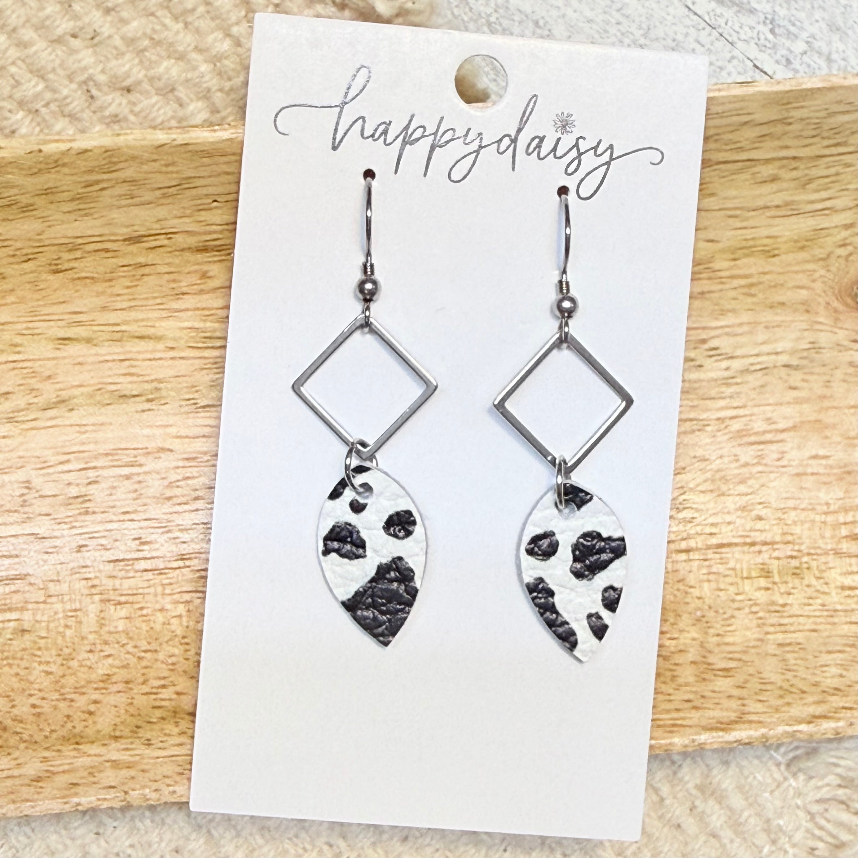 Western Classic Cow Print Katie Leather Earrings
